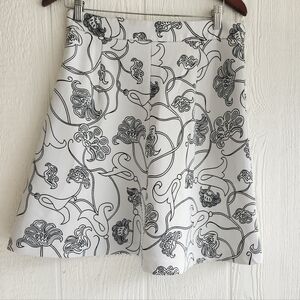 Zara Black And White Floral A Line Skirt